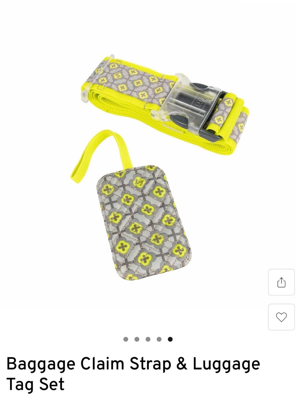 NWT- Baggage Claim and Luggage Tag Floral Lattice Lemon Lime